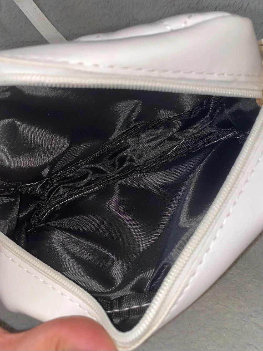 White Quilted Crossbody Bag with Gold Accent